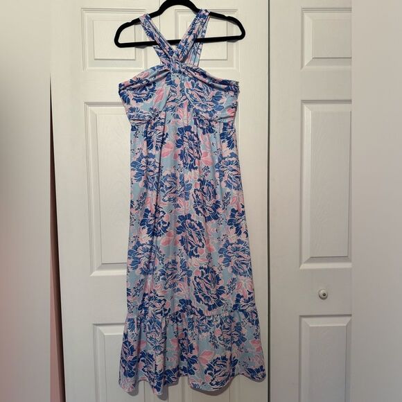 GRACE KARIN Crisscross Halter neck Summer Floral Flowy A Line Maxi Dress Sz M - Picture 5 of 8